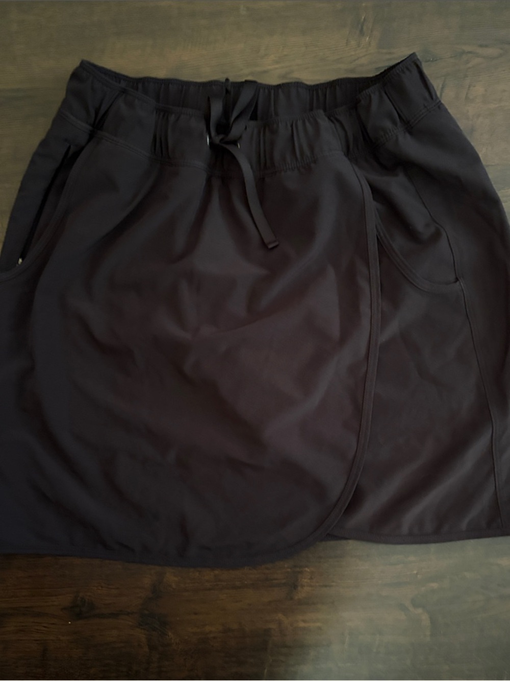 Patagonia Small Black Drawstring Skort with Front Wrap Detail